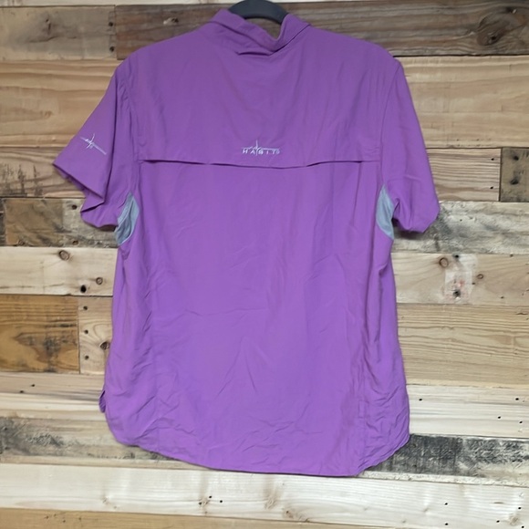 Habit size XL Purple Lightweight Button Down Short Sleeve Shirt with Pockets - Picture 16 of 16